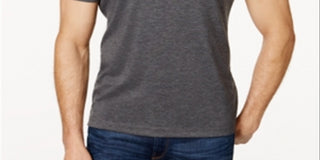 Camiseta masculina Alfani Heather manga curta cinza tamanho médio