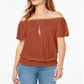 Blusa conversível ombro a ombro estilo &amp; co feminina laranja tamanho grande