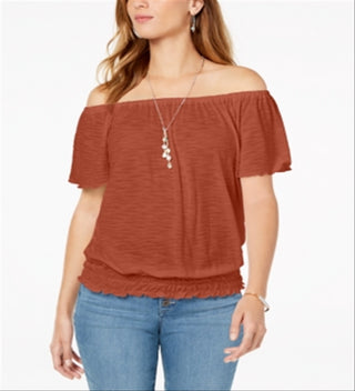 Blusa conversível ombro a ombro estilo &amp; co feminina laranja tamanho grande
