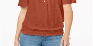 Blusa conversível ombro a ombro estilo &amp; co feminina laranja tamanho grande
