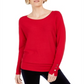 Suéter feminino com tachas e manga dolman, tamanho grande, vermelho, da coleção JM