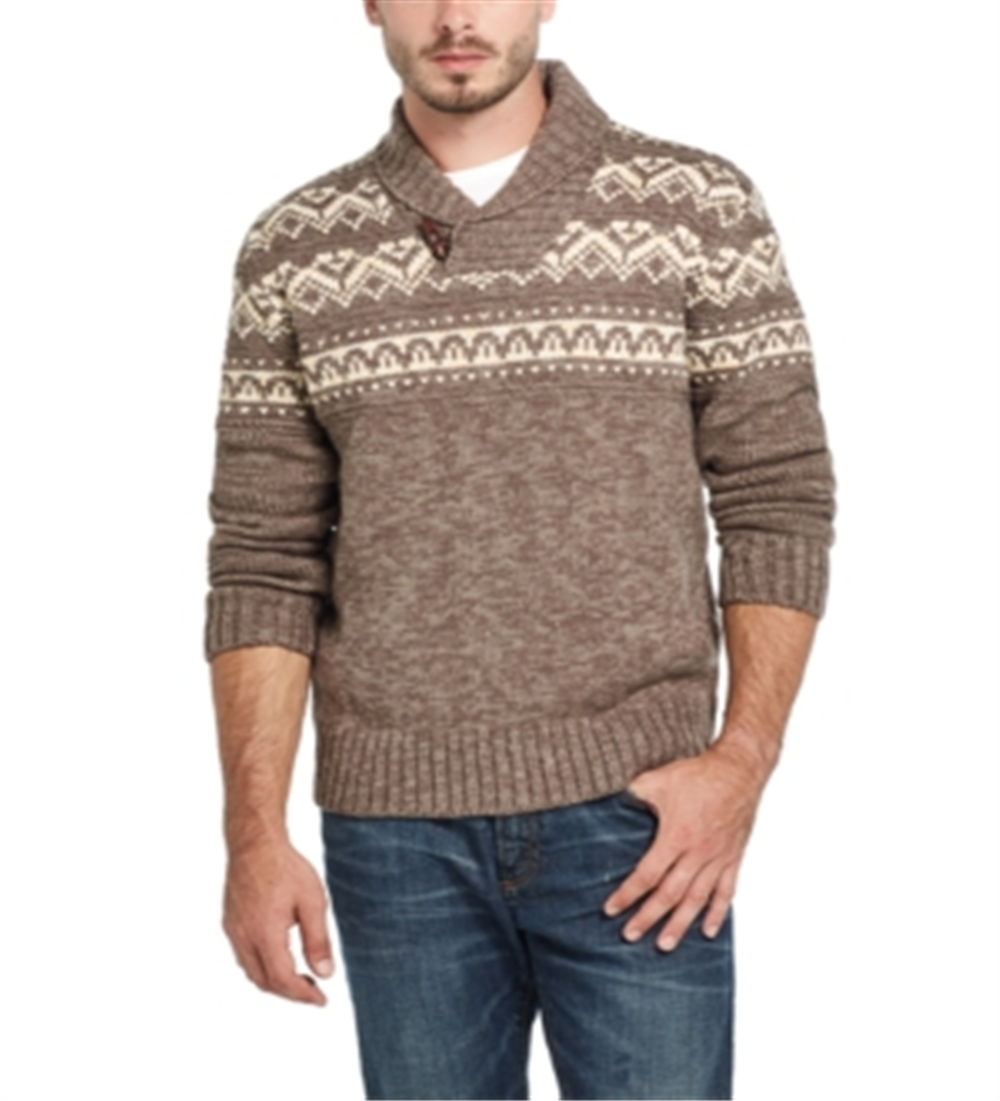 Suéter masculino vintage Weatherproff com gola xale e malha mesclada, verde, tamanho grande