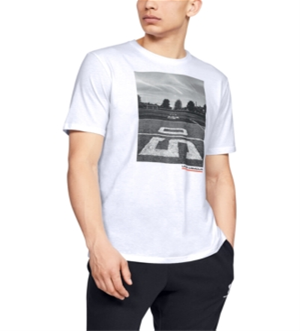 Camiseta Under Armour Football Field Masculina Camiseta Branca Estampada Tamanho P