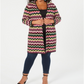 Cardigan feminino plus size com estampa chevron metálica e abertura frontal, Inc International Concepts, rosa, tamanho 2X