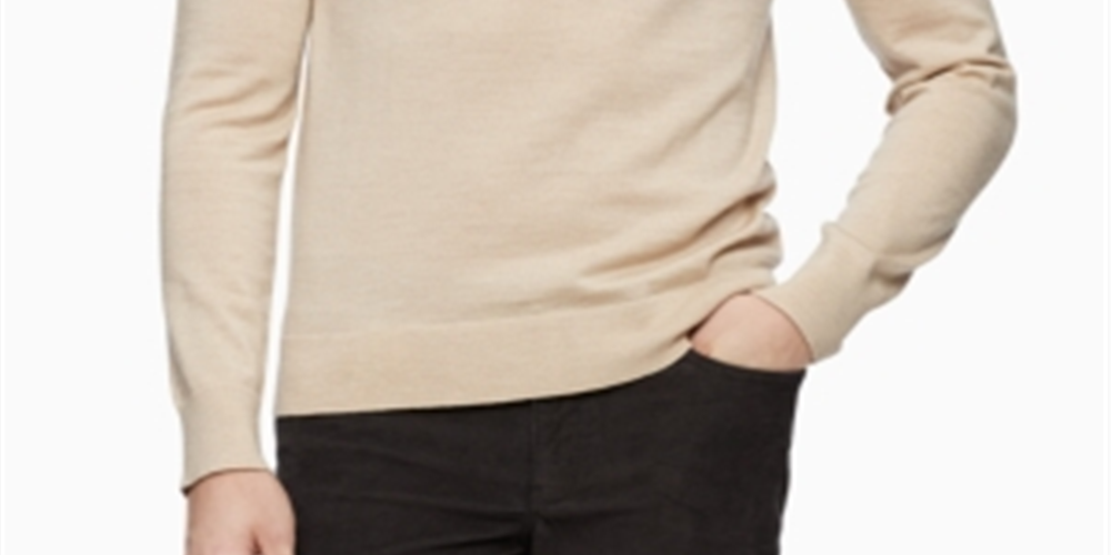 Calvin Klein Masculino Mesclado Manga Longa Gola Alta Ajuste Clássico Suéter Marrom Tamanho XX-G