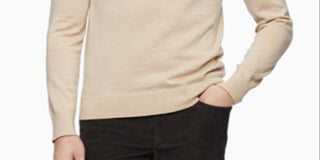 Calvin Klein Masculino Mesclado Manga Longa Gola Alta Ajuste Clássico Suéter Marrom Tamanho XX-G