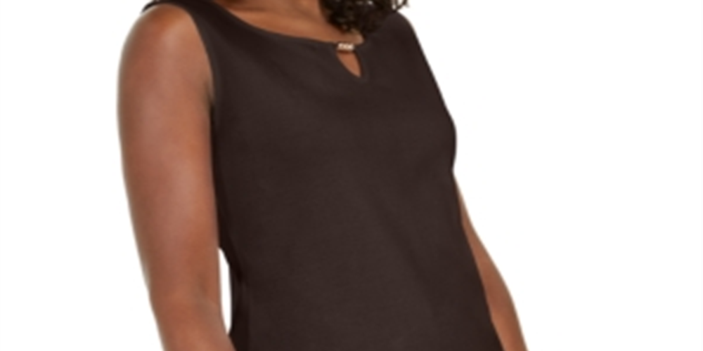 Regata feminina Karen Scott com decote em forma de fechadura, marrom, tamanho M