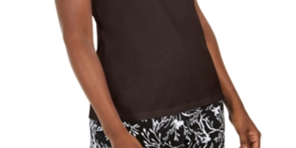 Regata feminina Karen Scott com decote em forma de fechadura, marrom, tamanho M