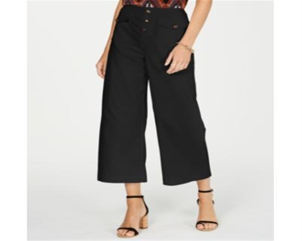 Calças femininas de perna larga Inc, todas pretas, tamanho 18