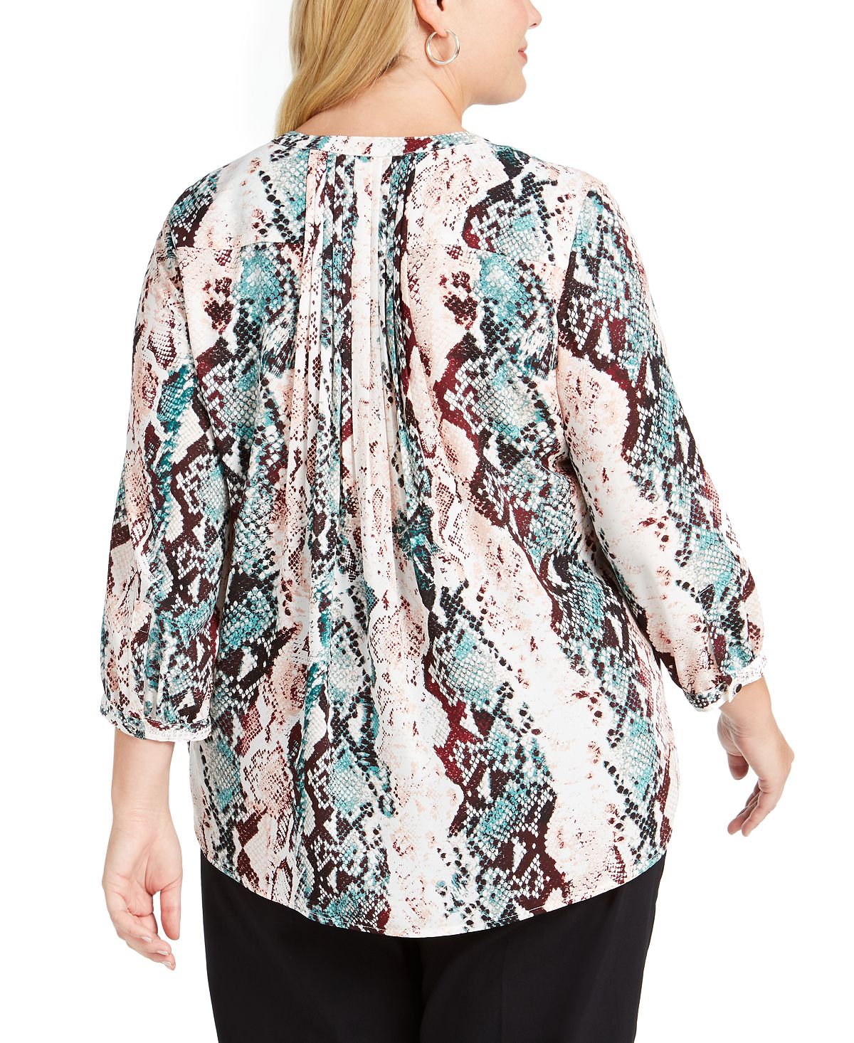 JM Collection Blusa Estampada Feminina Verde Tamanho 0X