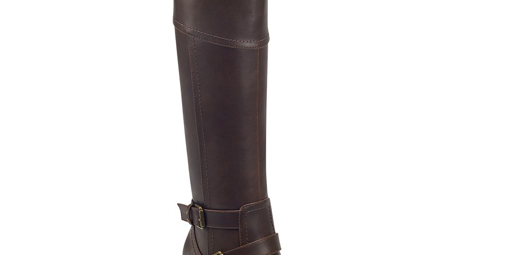 Botas de montaria femininas Indigo Road Salma de couro sintético com biqueira amendoada, marrom, tamanho 8,5 M