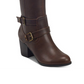 Botas de montaria femininas Indigo Road Salma de couro sintético com biqueira amendoada, marrom, tamanho 8,5 M