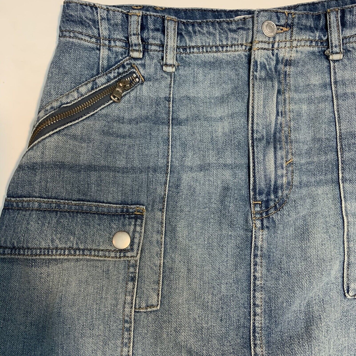 Minissaia Jeans Avenue Defaded Feminina Free People Azul Tamanho 30