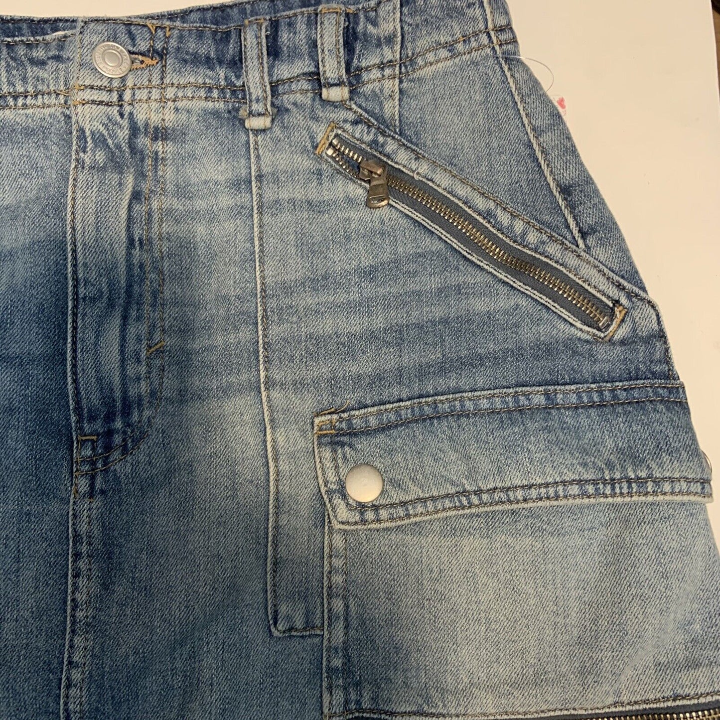 Minissaia Jeans Avenue Defaded Feminina Free People Azul Tamanho 30