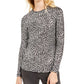 Blusa feminina Michael Kors com estampa de leopardo metálica, preta, tamanho G