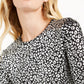 Blusa feminina Michael Kors com estampa de leopardo metálica, preta, tamanho G