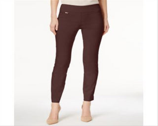 Calça skinny Alfani feminina com controle de barriga, tamanho 0, marrom, pequena