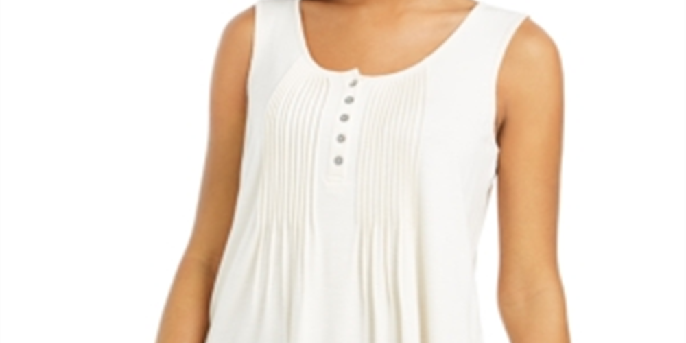 Regata feminina com botões frontais Style &amp; Co, branca, tamanho grande