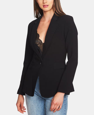 1.STATE Women's Classic Crepe Button Blazer Black Size 4