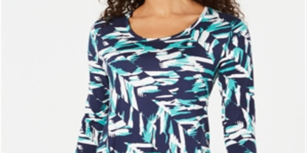 Camiseta estampada feminina JM Collection, verde, tamanho XS