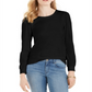 Charter Club Supima Puff Sleeve Top Feminino Preto Tamanho X-G