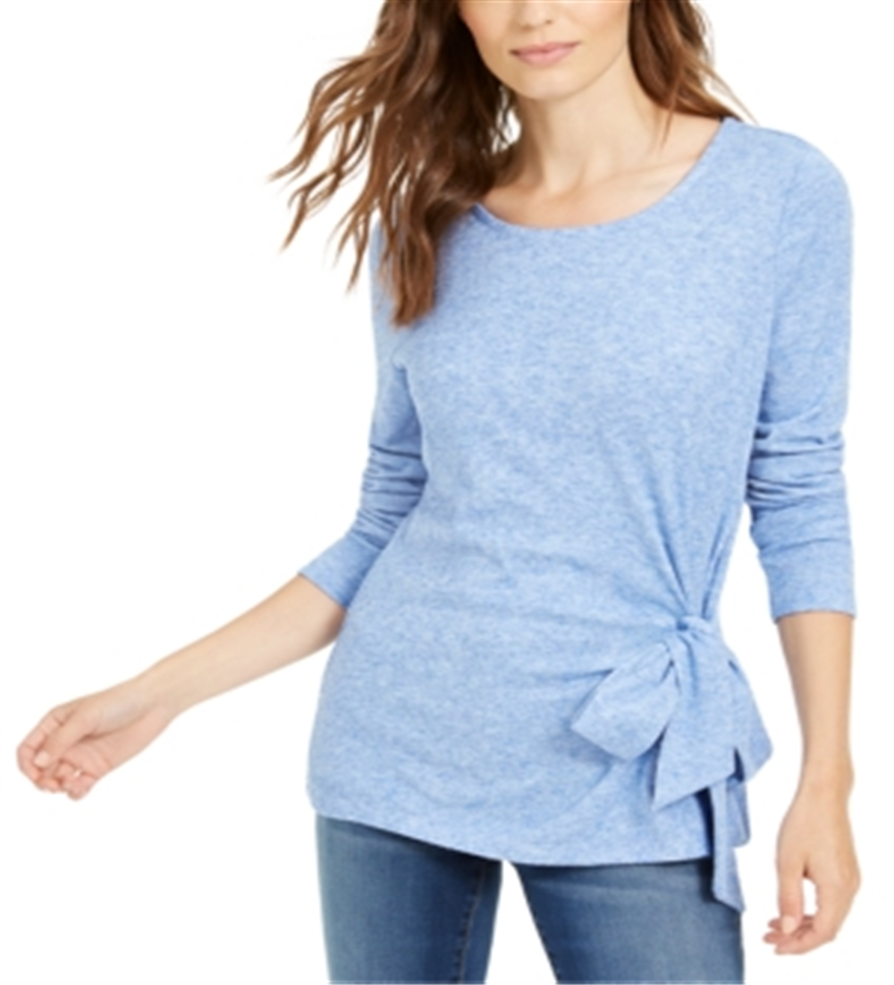 Blusa feminina Inc International Concepts com amarração lateral, azul-tinta, tamanho P