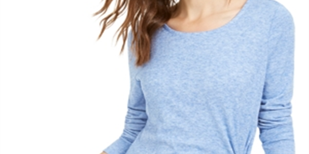 Blusa feminina Inc International Concepts com amarração lateral, azul-tinta, tamanho P