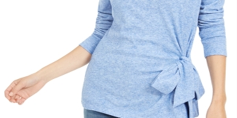 Blusa feminina Inc International Concepts com amarração lateral, azul-tinta, tamanho P