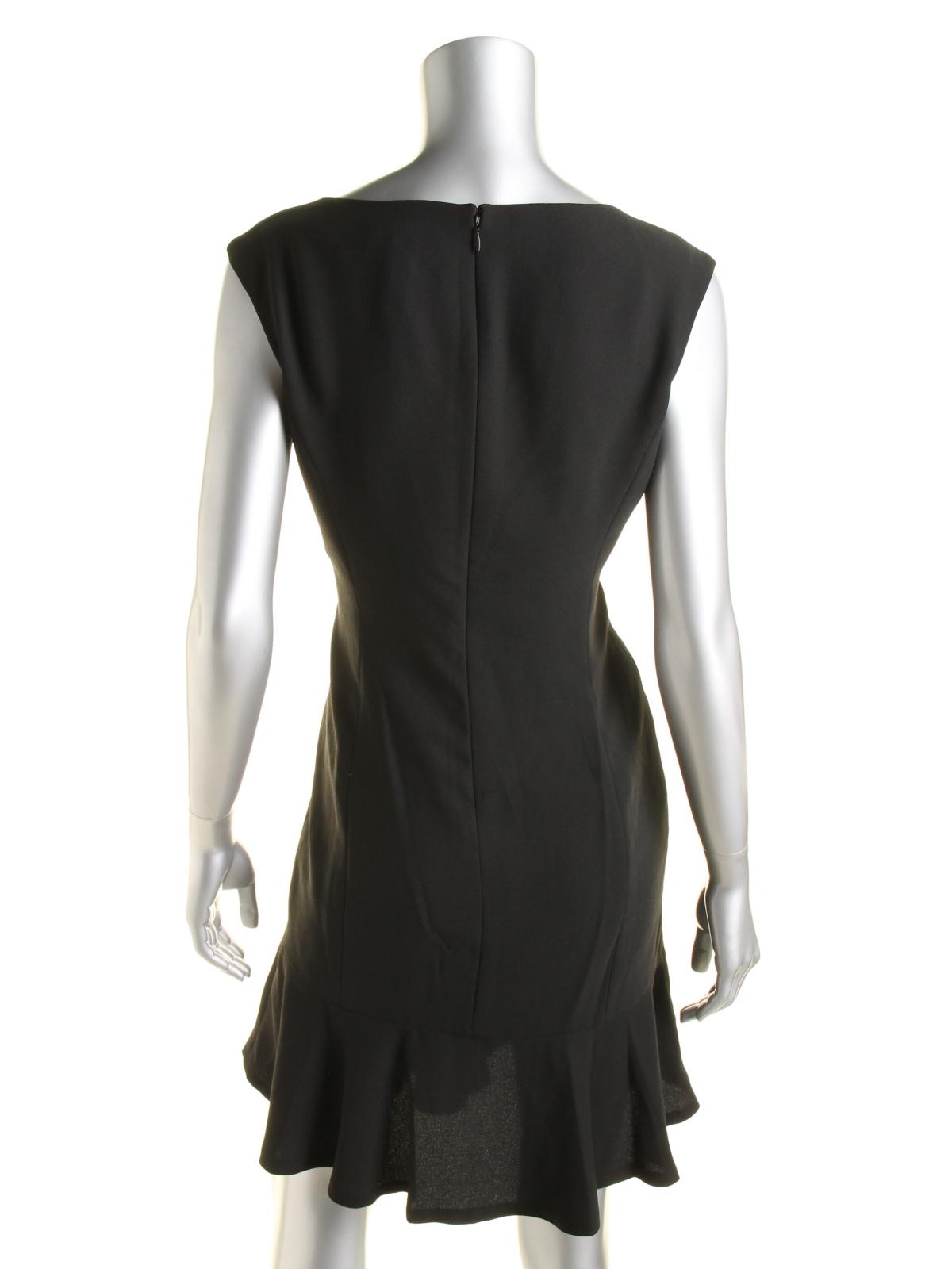 Vestido de crepe feminino Lauren Ralph Lauren com cintura baixa e comprimento para o trabalho, preto, tamanho 2
