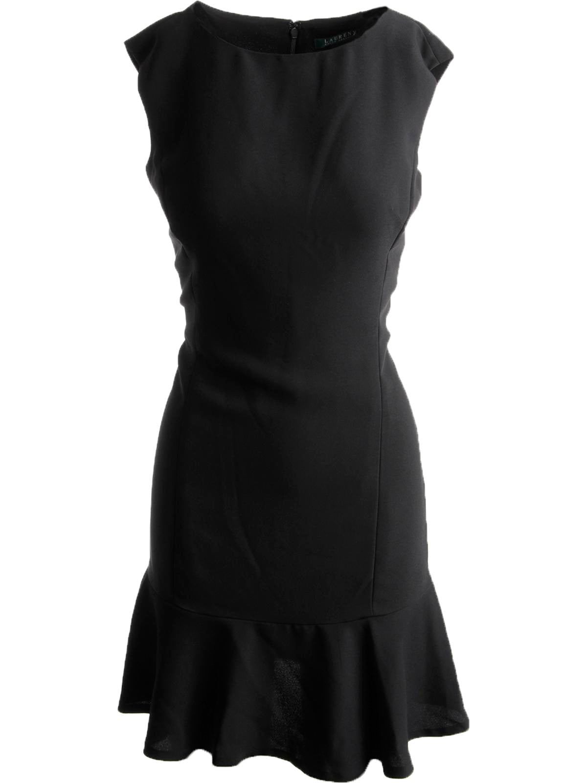 Vestido de crepe feminino Lauren Ralph Lauren com cintura baixa e comprimento para o trabalho, preto, tamanho 2