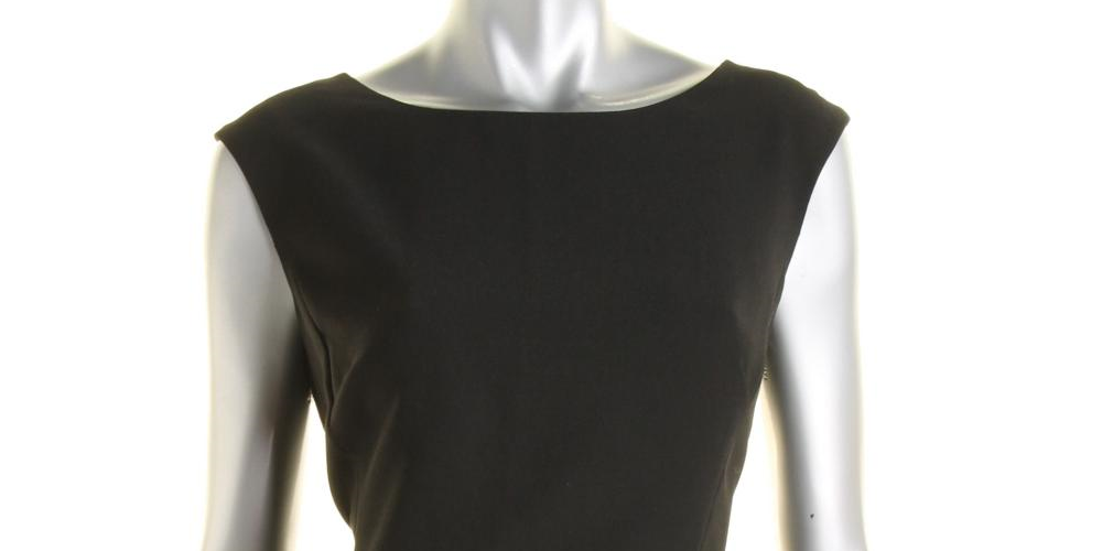 Vestido de crepe feminino Lauren Ralph Lauren com cintura baixa e comprimento para o trabalho, preto, tamanho 2