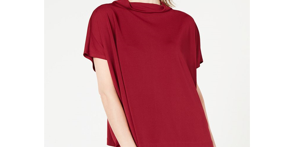 Blusa feminina Alfani com manga dolman e gola alta, verde, tamanho pequeno e grande