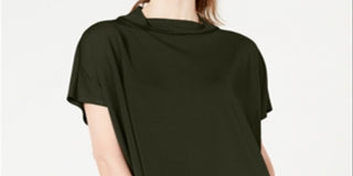 Blusa feminina Alfani com manga dolman e gola alta, verde, tamanho pequeno e grande