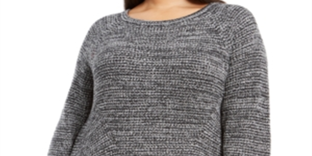 Suéter feminino estilo &amp; co plus size com acabamento em pointelle cinza tamanho 0X