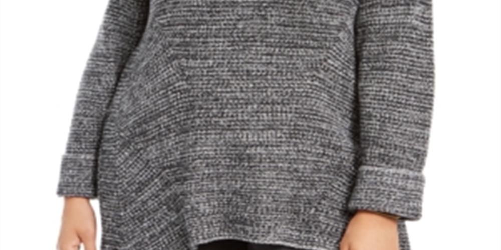 Suéter feminino estilo &amp; co plus size com acabamento em pointelle cinza tamanho 0X