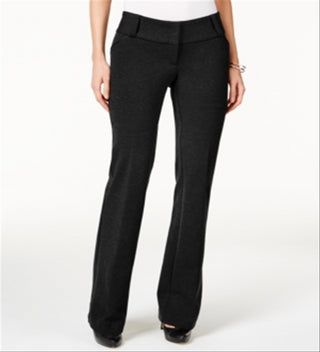 Alfani Women's Faux Leather Trim Wide Leg Trousers Black Size 20X5