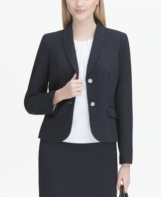 Calvin Klein Blazer Feminino com Bolso e Dois Botões Azul Tamanho 6