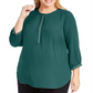 Blusa feminina plus size com pregas nas costas, verde, tamanho 4X, da coleção JM
