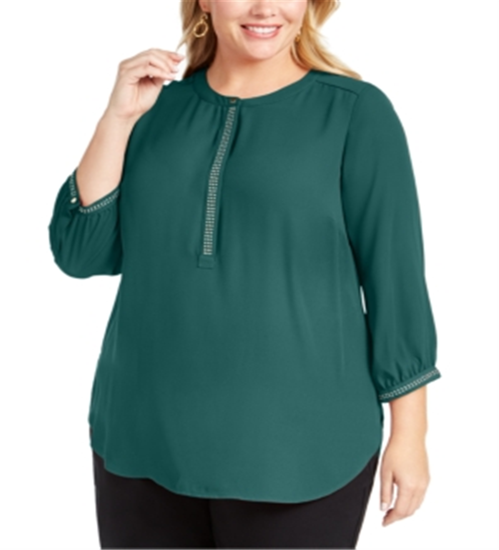 Blusa feminina plus size com pregas nas costas, verde, tamanho 4X, da coleção JM