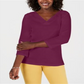 Karen Scott Blusa feminina de algodão com decote em V e ilhós, roxa, tamanho pequeno G