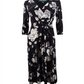 Vestido midi casual com sobrepeliz floral Ralph Lauren feminino, preto, tamanho 2