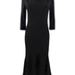 Vestido MIDI Calvin Klein Feminino com Babados e Bainha Preta Tamanho 4