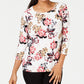 Blusa feminina estampada em jacquard da coleção JM - branca, tamanho pequeno M