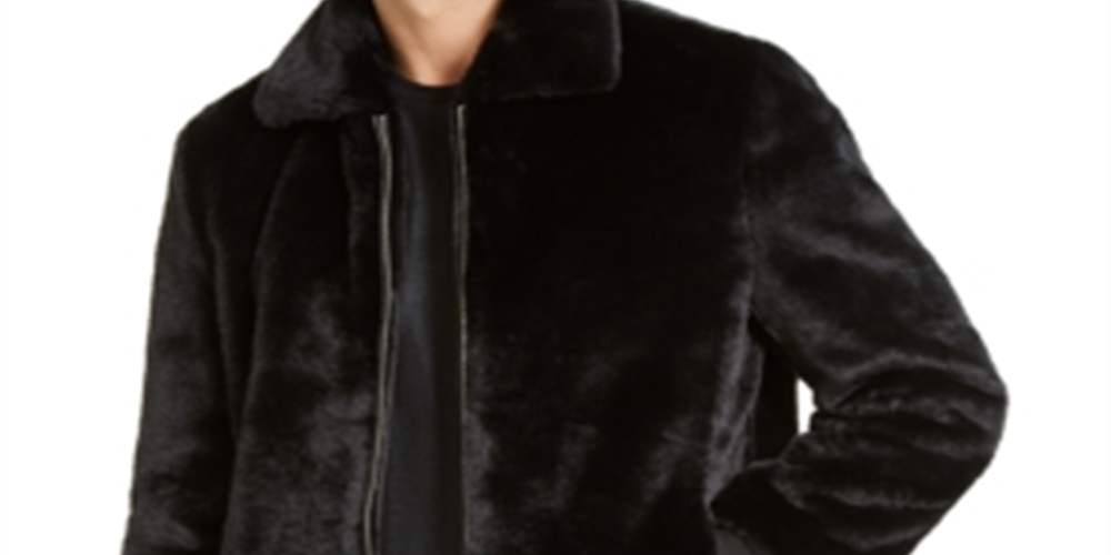 Jaqueta bomber masculina de pele sintética Onyx da INC, preta, pente, tamanho XXL