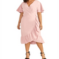 Vestido longo com babados falsos Rachel Roy feminino, rosa, tamanho 22W