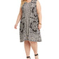 Vestido feminino plus size estampado sem mangas estilo &amp; co, preto, tamanho 3X