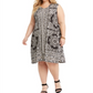 Vestido feminino plus size estampado sem mangas estilo &amp; co, preto, tamanho 3X