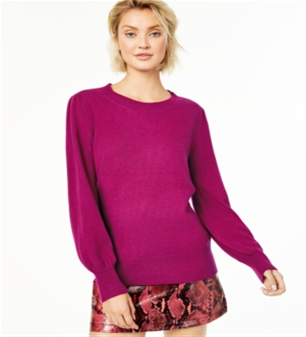 Suéter feminino Charter Club Pure Cashmere com mangas bufantes, vinho, tamanho grande