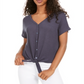 Blusa térmica infantil com amarração frontal Pink Rose, tamanho pequeno, azul
