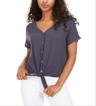 Blusa térmica infantil com amarração frontal Pink Rose, tamanho pequeno, azul